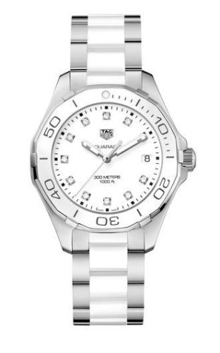 TAG Heuer Aquaracer 300M Quartz 35 Stainless Steel / White - Diamond / Bracelet